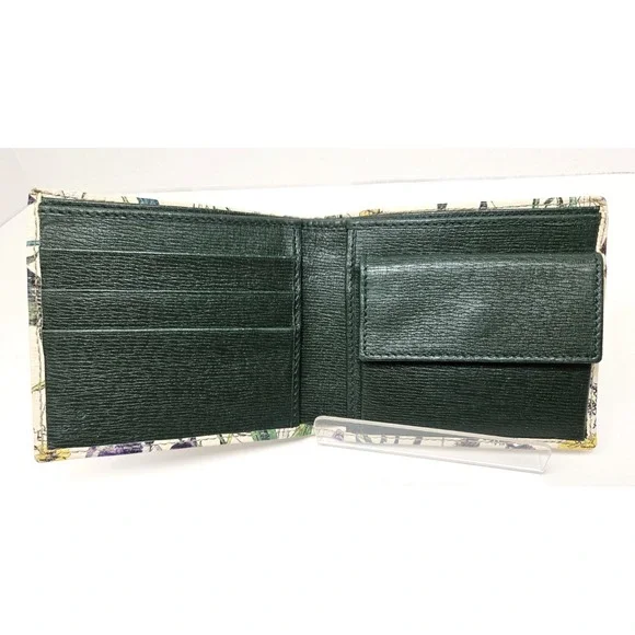 GUCCI Flora Infinity Bifold Wallet White Calfskin Multi Floral 04848 Authentic - Picture 11 of 12